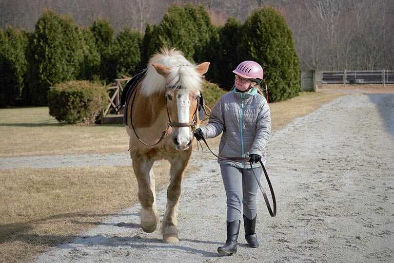 April walking with a horse